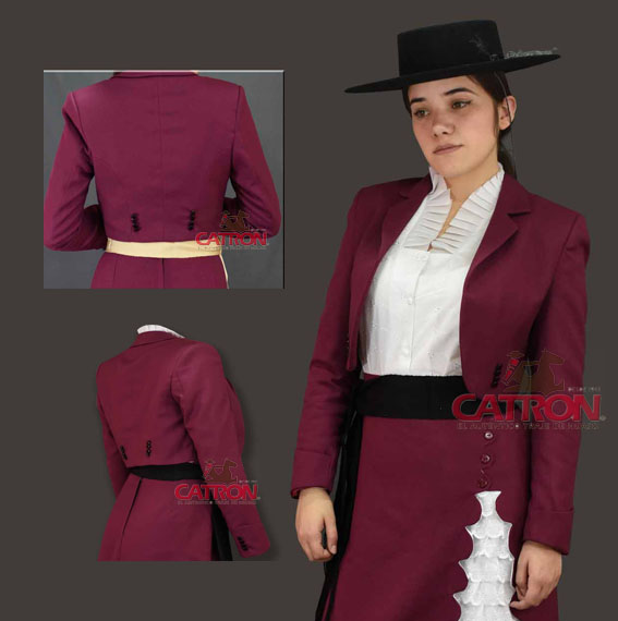 Chaqueta dama burdeo | Chaquetas | CATRON El auténtico traje de huaso,  Despacho a Chile y al Extranjero.